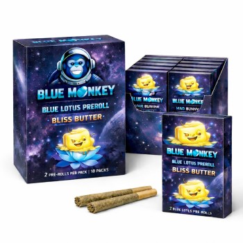 BLUE MONKEY | BLUE LOTUS PREROLL | 2CT | 10PK | BLISS BUTTER
