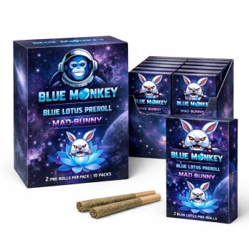 BLUE MONKEY | BLUE LOTUS PREROLL | 2CT | 10PK | MAD BUNNY