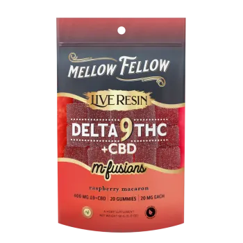 MELLOW FELLOW GUMMIES|LIVE RESIN D9THC+CBD M-FUSIONS|20MG/20P|6CT|RASPBERRY MACRON