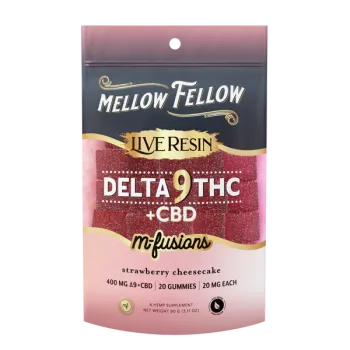 MELLOW FELLOW GUMMIES|LIVE RESIN D9THC+CBD M-FUSIONS|20MG/20P|6CT|STRAWBERRY CHEESECAKE
