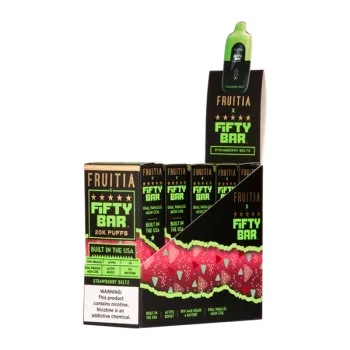 FIFTY BAR X FRUITIA | NIXODINE | 20K PUFF | 5CT BOX | STRAWBERRY BELTZ