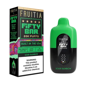 FIFTY BAR X FRUITIA | NIXODINE | 20K PUFF | 5CT BOX | SOUR RAINBOW