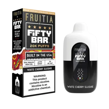 FIFTY BAR X FRUITIA | NIXODINE | 20K PUFF | 5CT BOX | WHITE CHERRY SLUSHIE
